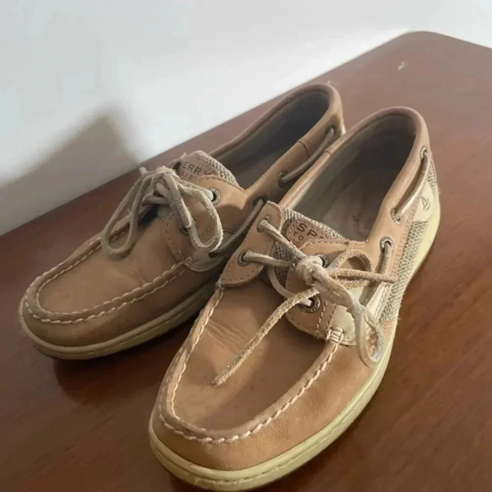 Brown Leather Sperry Top Siders Boat Shoes Loafers Flats GUC! Size 6.5 #71